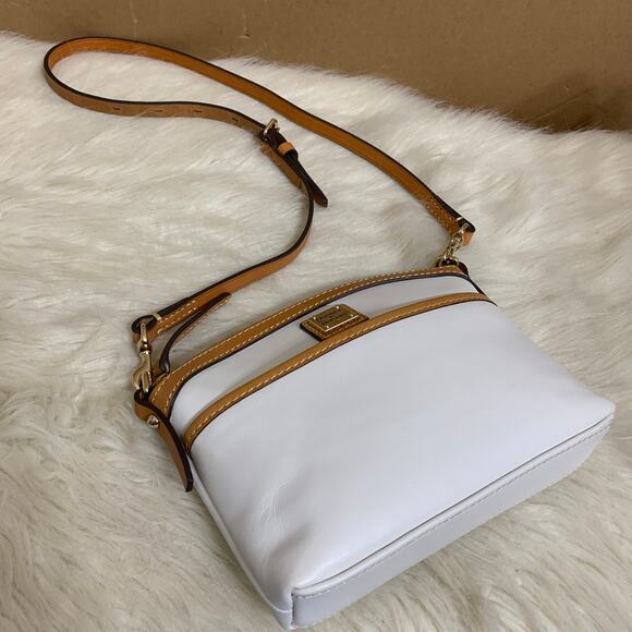 DOONEY & BOURKE Smooth White Italian Leather Petite Domed Crossbody - Picture 6 of 16